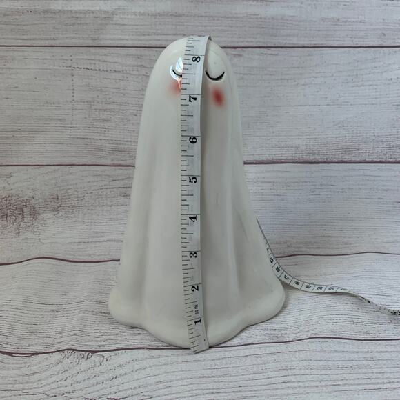 White Halloween Blushing Ghost with Rosy Cheeks Ceramic 8 1/2"H - Picture 10 of 11